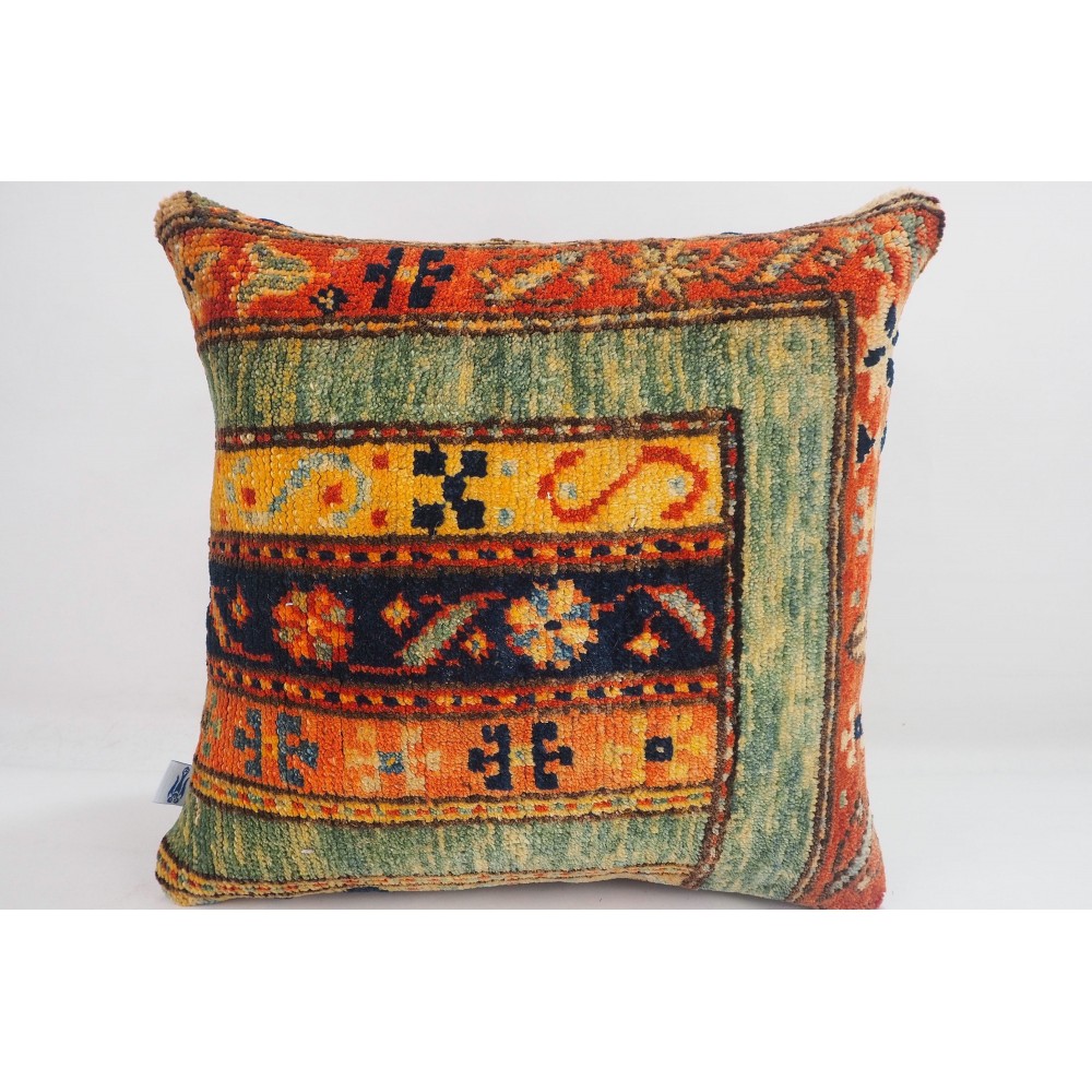 Carpet Pillow, ID 337, Carpet Rug Pillow 16x16, Turkish Rug Pillow, Handmade pillow, boho pillow, vintage pillow, Rug pillow