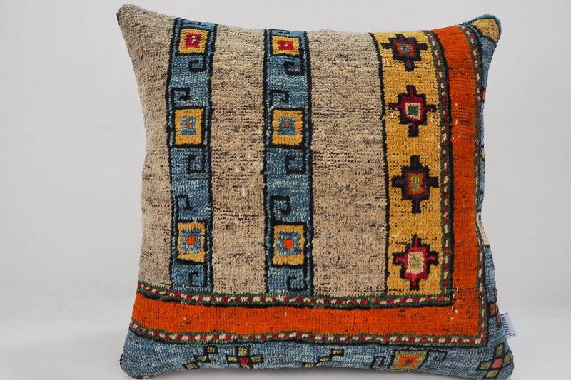 Carpet Pillow, ID 255, Carpet Rug Pillow 16x16, Turkish Rug Pillow, Handmade Pillow, Boho Pillow, Vintage Pillow, Rug Pillow