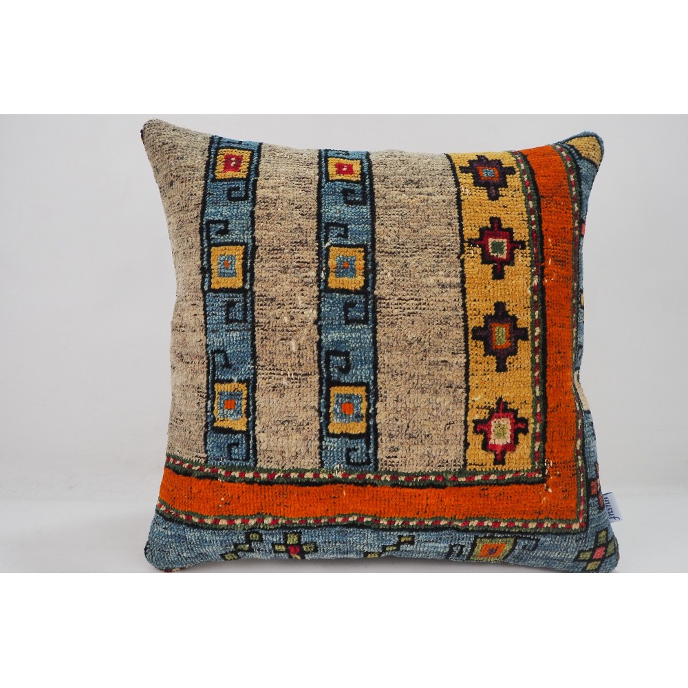 Carpet Pillow, ID 255, Carpet Rug Pillow 16x16, Turkish Rug Pillow, Handmade pillow, boho pillow, vintage pillow, Rug pillow