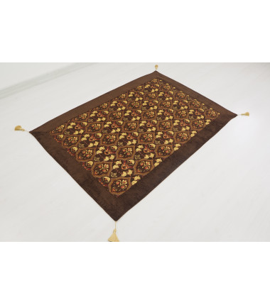 Table Cloth, Table Linens, 3"37X4"11, Brown Carnation Pattern Turkish Fabric Table Cloth