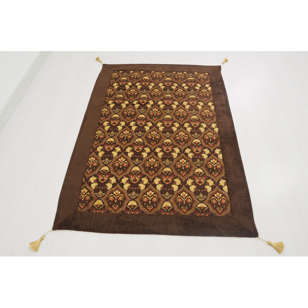 Table Cloth, Table Linens, 3"37X4"11, Brown Carnation Pattern Turkish Fabric Table Cloth