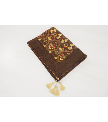 Table Cloth, Table Linens, 3"37X4"11, Brown Carnation Pattern Turkish Fabric Table Cloth