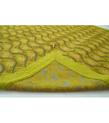 Turkish Bedspread, Twin L Size Bed Cover, 7.2X5.2, Green Tulip Pattern Fabric Blankets, Ottoman Decorative Sofa and Bed Cover