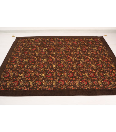 Turkish Bedspread, Twin L Size Bed Cover, 7.2X5.2, Brown Carnation Pattern Fabric Blankets, Ottoman Decorative Bed Cover