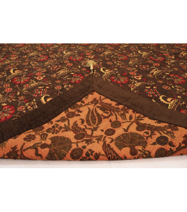 Turkish Bedspread, Twin L Size Bed Cover, 7.2X5.2, Brown Carnation Pattern Fabric Blankets, Ottoman Decorative Bed Cover