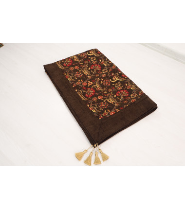 Turkish Bedspread, Twin L Size Bed Cover, 7.2X5.2, Brown Carnation Pattern Fabric Blankets, Ottoman Decorative Bed Cover