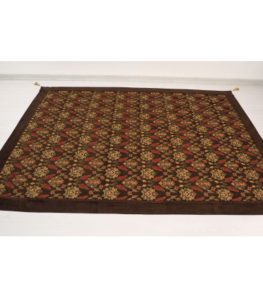 Turkish Bedspread, Twin L Size Bed Cover, 7.2X5.2, Brown Tulip Pattern Fabric Blankets, Ottoman Decorative Bed Cover