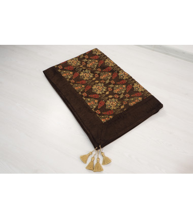 Turkish Bedspread, Twin L Size Bed Cover, 7.2X5.2, Brown Tulip Pattern Fabric Blankets, Ottoman Decorative Bed Cover