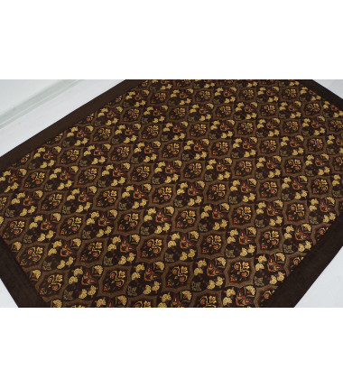 Turkish Bedspread, Twin L Size Bed Cover, 7.2X5.2, Brown Carnation Pattern Fabric Blankets, Ottoman Decorative Bed Cover