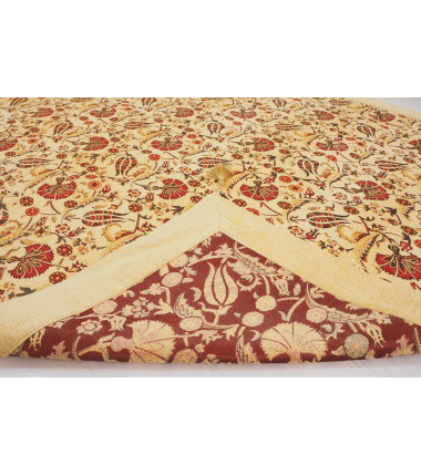 Turkish Bedspread, Twin L Size Bed Cover, 7.2X5.2, Beige Carnation Pattern Fabric Blankets, Ottoman Decorative Bed Cover