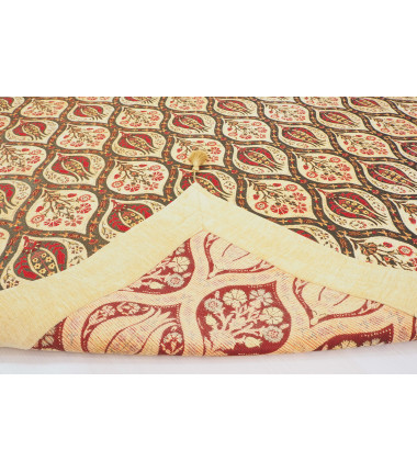 Turkish Bedspread, Twin L Size Bed Cover, 7.2X5.2, Beige Tulip Pattern Fabric Blankets, Ottoman Decorative Bed Cover