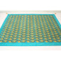 Turkish Bedspread, Twin L Size Bed Cover, 7.2X5.2, Turquoise Blue Tulip Pattern Fabric Blankets, Ottoman Decorative Bed Cover