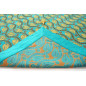 Turkish Bedspread, Twin L Size Bed Cover, 7.2X5.2, Turquoise Blue Tulip Pattern Fabric Blankets, Ottoman Decorative Bed Cover