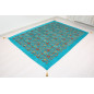 Turkish Bedspread, Twin L Size Bed Cover, 7.2X5.2, Turquoise Blue Carnation Pattern Fabric Blankets, Ottoman Bed Cover