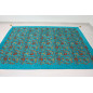 Turkish Bedspread, Twin L Size Bed Cover, 7.2X5.2, Turquoise Blue Carnation Pattern Fabric Blankets, Ottoman Bed Cover