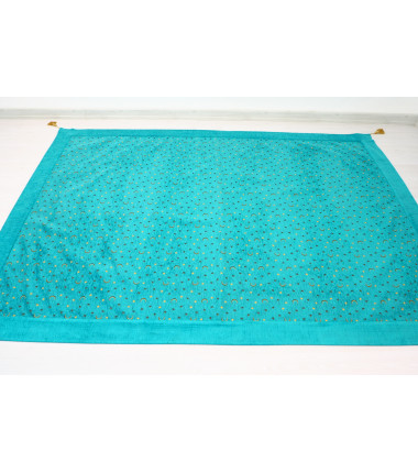 Turkish Bedspread, Twin L Size Bed Cover, 7.2X5.2, Turquoise Blue Arabian NIght Pattern Fabric Blankets, Ottoman Bed Cover