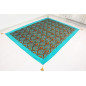 Turkish Bedspread, Twin L Size Bed Cover, 7.2X5.2, Turquoise Blue Tulip Pattern Fabric Blankets, Ottoman Decorative Bed Cover