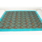 Turkish Bedspread, Twin L Size Bed Cover, 7.2X5.2, Turquoise Blue Tulip Pattern Fabric Blankets, Ottoman Decorative Bed Cover