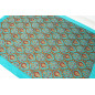 Turkish Bedspread, Twin L Size Bed Cover, 7.2X5.2, Turquoise Blue Tulip Pattern Fabric Blankets, Ottoman Decorative Bed Cover