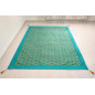 Turkish Bedspread, Twin L Size Bed Cover, 7.2X5.2, Turquoise Blue Tiger Eyes Pattern Fabric Blankets, Ottoman Bed Cover