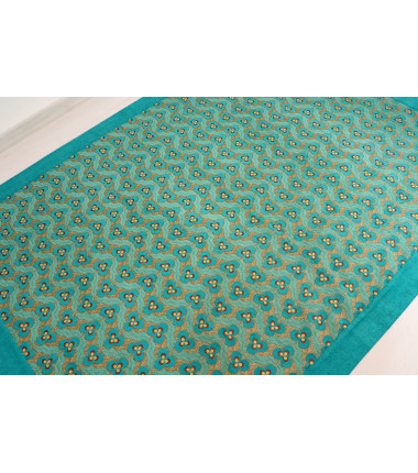 Turkish Bedspread, Twin L Size Bed Cover, 7.2X5.2, Turquoise Blue Tiger Eyes Pattern Fabric Blankets, Ottoman Bed Cover