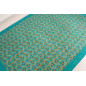 Turkish Bedspread, Twin L Size Bed Cover, 7.2X5.2, Turquoise Blue Tiger Eyes Pattern Fabric Blankets, Ottoman Bed Cover