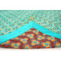 Turkish Bedspread, Twin L Size Bed Cover, 7.2X5.2, Turquoise Blue Tiger Eyes Pattern Fabric Blankets, Ottoman Bed Cover