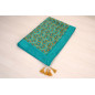 Turkish Bedspread, Twin L Size Bed Cover, 7.2X5.2, Turquoise Blue Tiger Eyes Pattern Fabric Blankets, Ottoman Bed Cover