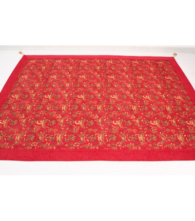 Turkish Bedspread, Twin L Size Bed Cover, 7.2X5.2, Red Carnation Pattern Fabric Blankets, Ottoman Decorative Bed Cover