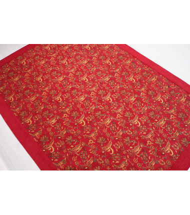 Turkish Bedspread, Twin L Size Bed Cover, 7.2X5.2, Red Carnation Pattern Fabric Blankets, Ottoman Decorative Bed Cover