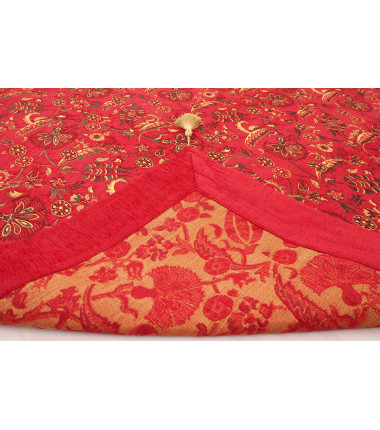 Turkish Bedspread, Twin L Size Bed Cover, 7.2X5.2, Red Carnation Pattern Fabric Blankets, Ottoman Decorative Bed Cover