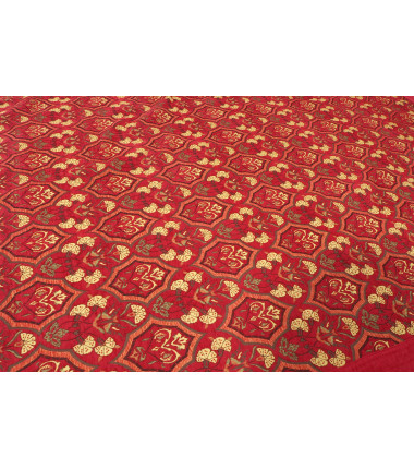 Turkish Bedspread, Twin L Size Bed Cover, 7.2X5.2, Red Carnation Pattern Fabric Blankets, Ottoman Decorative Bed Cover