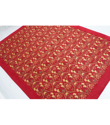 Turkish Bedspread, Twin L Size Bed Cover, 7.2X5.2, Red Carnation Pattern Fabric Blankets, Ottoman Decorative Bed Cover