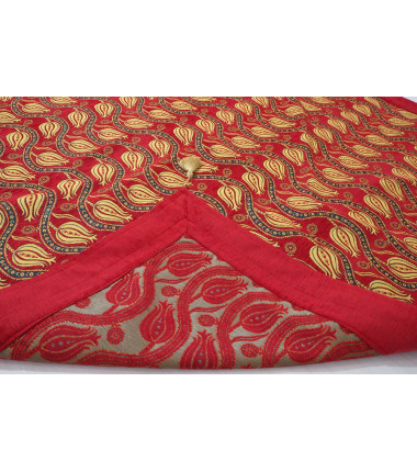 Turkish Bedspread, Twin L Size Bed Cover 7.2X5.2, Red Tulip Pattern Fabric Blankets, Ottoman Bedspread, Decorative Velvet Sofa a