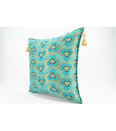 Fabric Pillow, Fabric Pillow 20x20, Turquoise Blue Tiger Eyes Pattern Turkish Jacquard Fabric Pillow,Throw Pillow,Lumbar Pillows