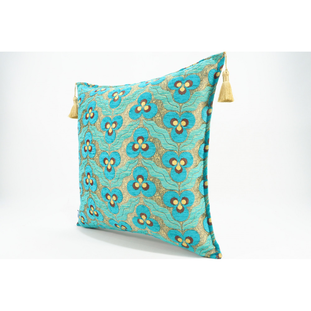 Fabric Pillow, Fabric Pillow 20x20, Turquoise Blue Tiger Eyes Pattern Turkish Jacquard Fabric Pillow,Throw Pillow,Lumbar Pillows