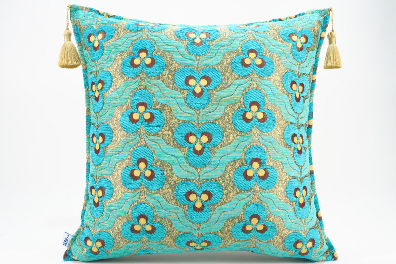 Fabric Pillow, Fabric Pillow 20x20, Turquoise Blue Tiger Eyes Pattern Turkish Jacquard Fabric Pillow,Throw Pillow,Lumbar Pillows