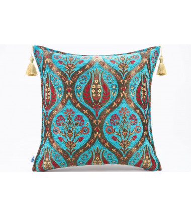 Fabric Pillow,Fabric Pillow 20x20,Turquoise Blue Morocco Pattern Turkish Jacquard Fabric Pillow Cover,Lumber Pillow,Sofa Pillow