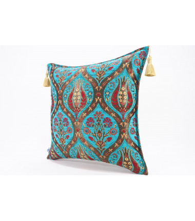 Fabric Pillow,Fabric Pillow 20x20,Turquoise Blue Morocco Pattern Turkish Jacquard Fabric Pillow Cover,Lumber Pillow,Sofa Pillow