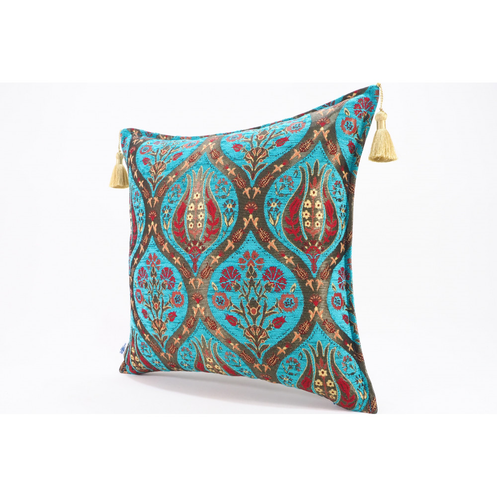 Fabric Pillow,Fabric Pillow 20x20,Turquoise Blue Morocco Pattern Turkish Jacquard Fabric Pillow Cover,Lumber Pillow,Sofa Pillow