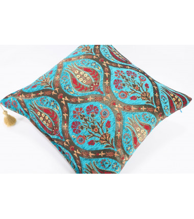 Fabric Pillow,Fabric Pillow 20x20,Turquoise Blue Morocco Pattern Turkish Jacquard Fabric Pillow Cover,Lumber Pillow,Sofa Pillow