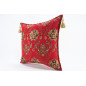 Fabric Pillow, Fabric Pillow 20x20, Red Topkapi Palace Tulip Pattern Turkish Jacquard Fabric Pillow, Chenille Fabric Pillow Case