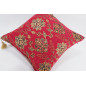 Fabric Pillow, Fabric Pillow 20x20, Red Topkapi Palace Tulip Pattern Turkish Jacquard Fabric Pillow, Chenille Fabric Pillow Case