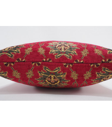 Fabric Pillow, Fabric Pillow 20x20, Red Topkapi Palace Tulip Pattern Turkish Jacquard Fabric Pillow, Chenille Fabric Pillow Case