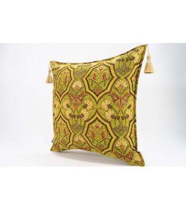 Fabric Pillow,Fabric Pillow 20x20,Pistachio Green Carnation Pattern Turkish Jacquard Fabric Pillow, Throw Pillow, Lumbar Pillows