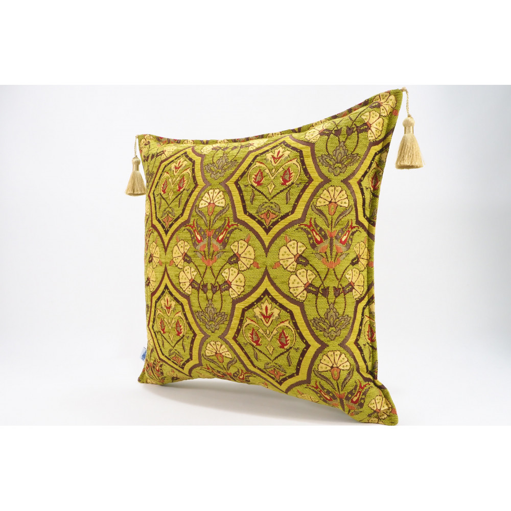 Fabric Pillow,Fabric Pillow 20x20,Pistachio Green Carnation Pattern Turkish Jacquard Fabric Pillow, Throw Pillow, Lumbar Pillows