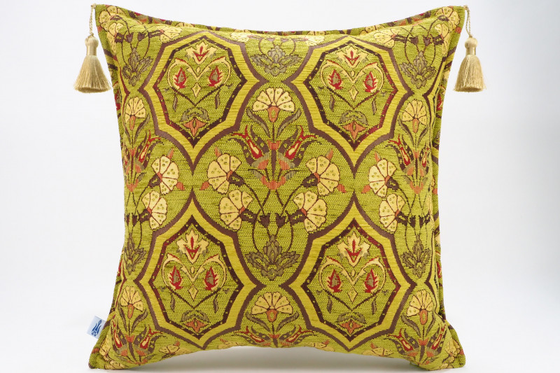 Fabric Pillow,Fabric Pillow 20x20,Pistachio Green Carnation Pattern Turkish Jacquard Fabric Pillow, Throw Pillow, Lumbar Pillows