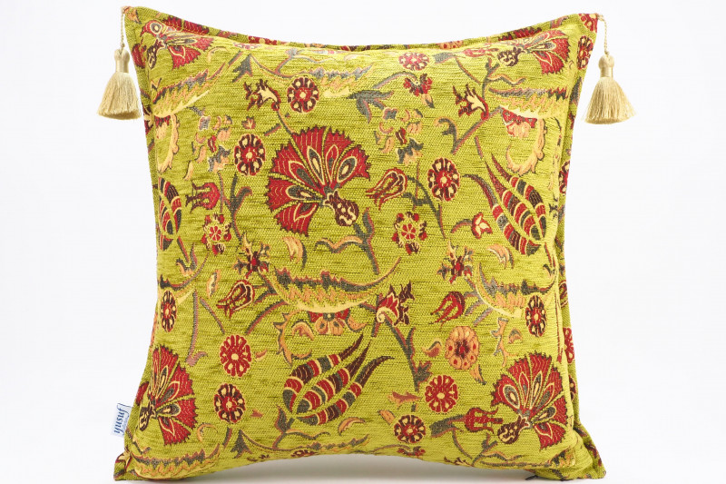 Fabric Pillow,Fabric Pillow 20x20,Pistachio Green Caucasus Carnation Pattern Turkish Fabric Pillow,Decorative Pillow,Sofa Pillow