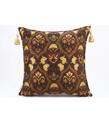 Fabric Pillow,Fabric Pillow 20x20,Brown Carnation Pattern Turkish Jacquard Fabric Pillow Cover,Throw Pillow Case,Lumbar Pillows