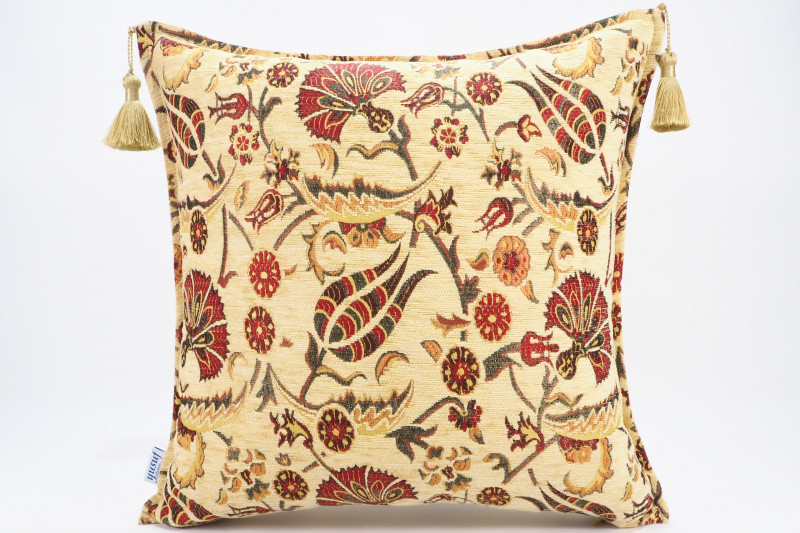 Fabric Pillow, Fabric Pillow 20x20,Beige Caucasus Carnation Pattern Turkish Fabric Pillow,Decorative Bohemian Pillow,Sofa Pillow